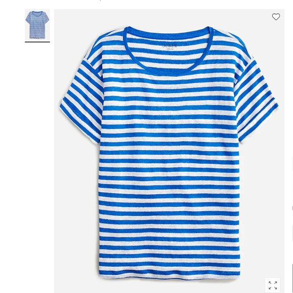 J. Crew Linen roll-cuff crewneck T-shirt in stripe 100% Linen Size 2X - NEW - Picture 1 of 8